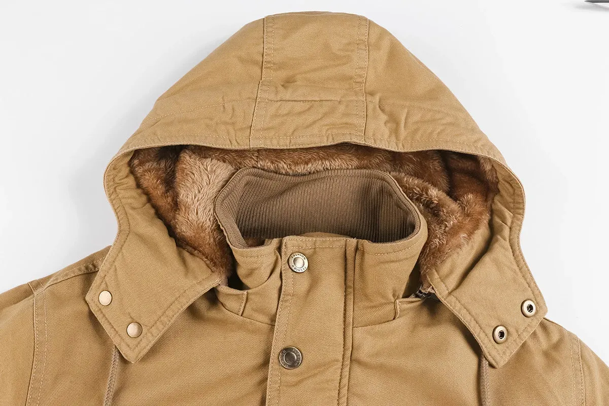 Aidase Boys Cotton Khaki Oversize Jacket Warm Long Sleeve Top Fluffy Windbreaker 7xl 6xl Men Green Top Coat Winter Mens Thick Overcoat