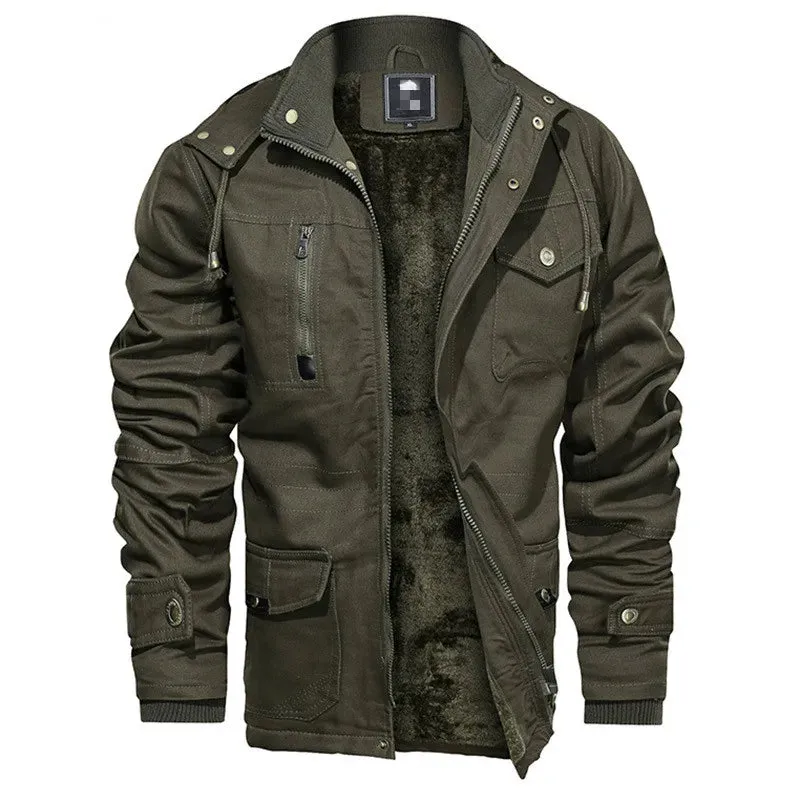 Aidase Boys Cotton Khaki Oversize Jacket Warm Long Sleeve Top Fluffy Windbreaker 7xl 6xl Men Green Top Coat Winter Mens Thick Overcoat