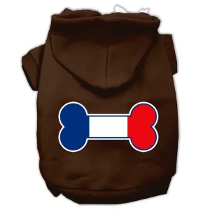 Bone Shaped France Flag Screen Print Pet Hoodies Brown Size XL (16)