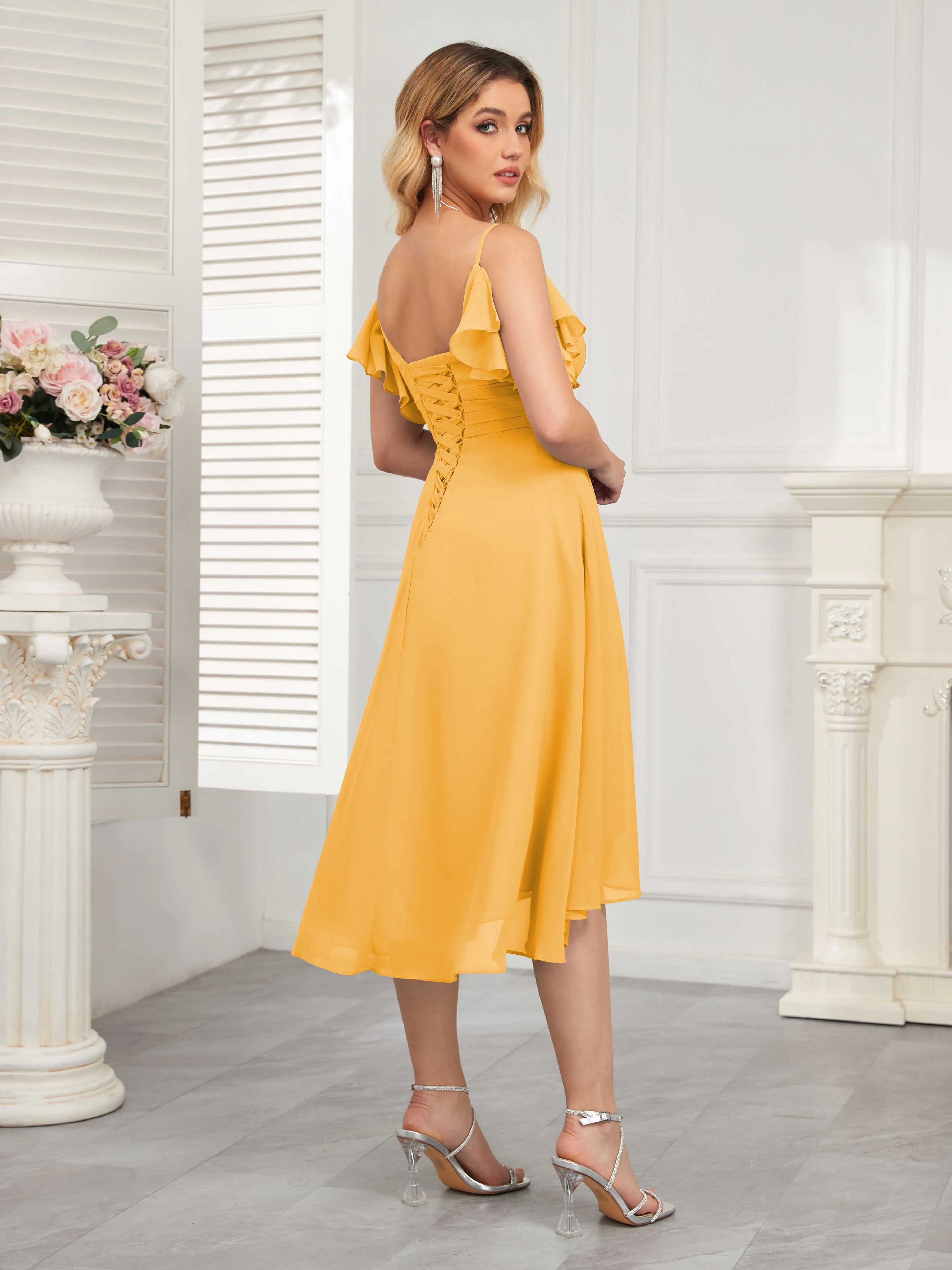 Brynn Trendy Ruffles Ruched Short Chiffon Bridesmaid Dresses