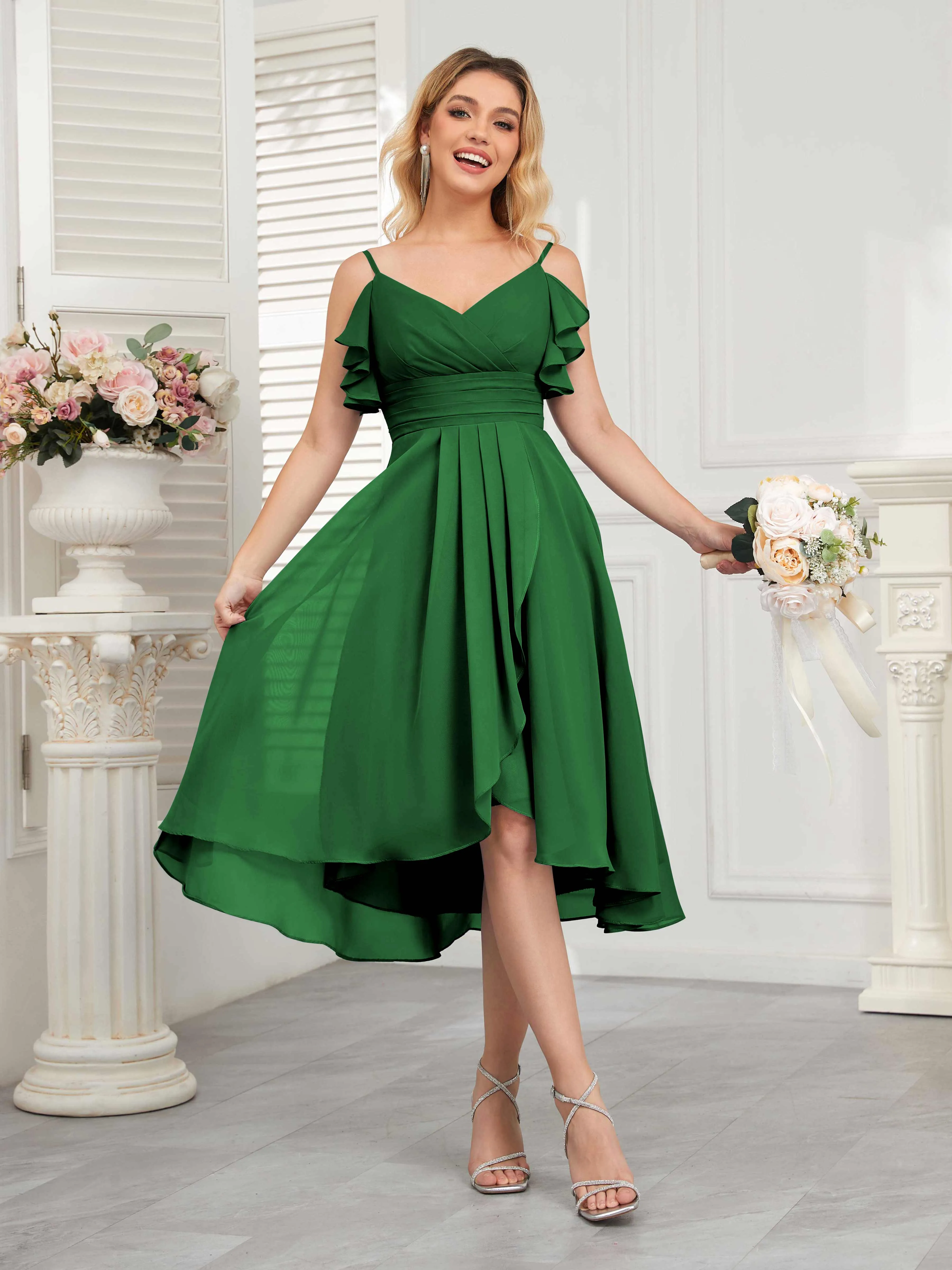 Brynn Trendy Ruffles Ruched Short Chiffon Bridesmaid Dresses