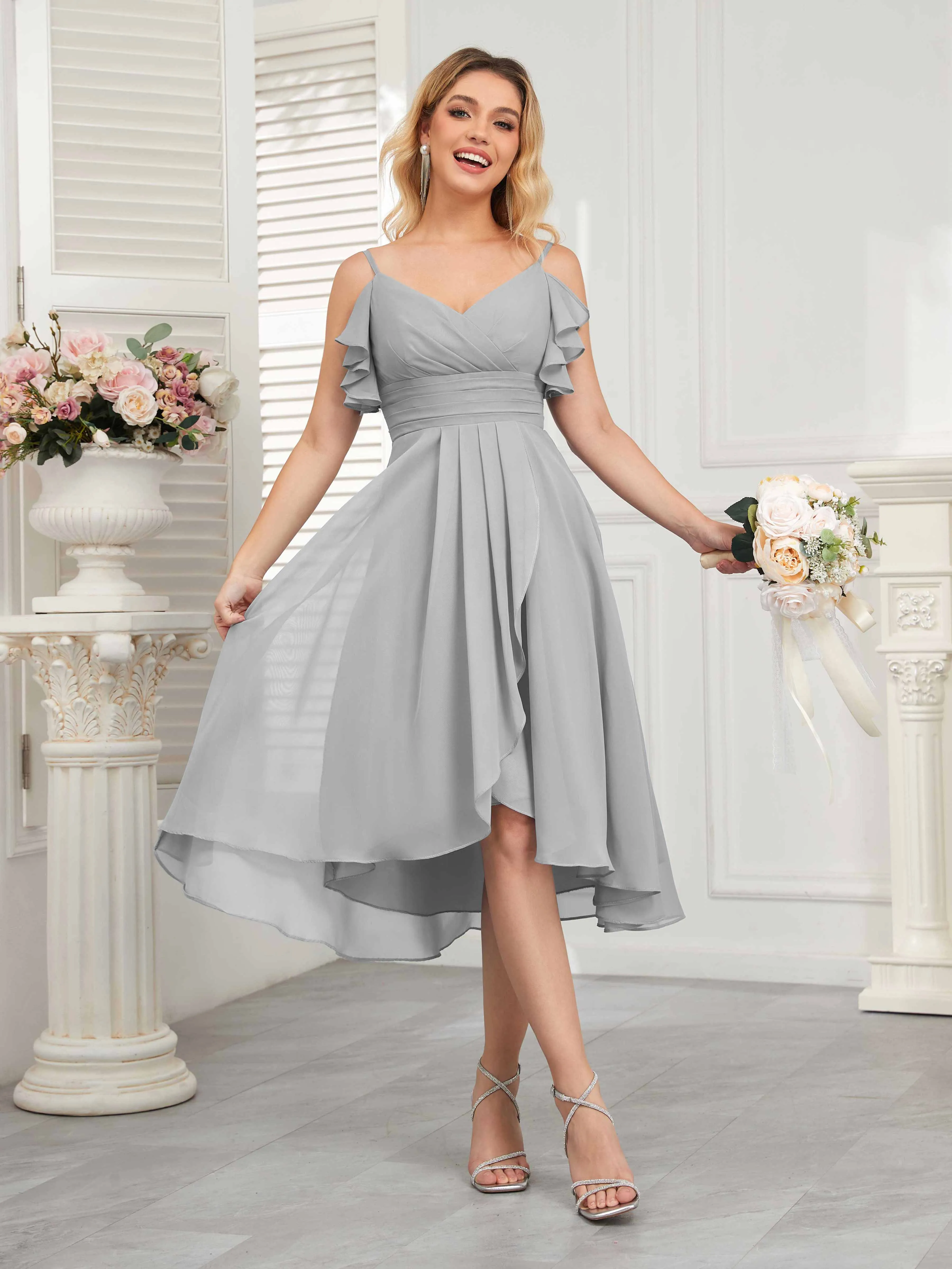 Brynn Trendy Ruffles Ruched Short Chiffon Bridesmaid Dresses