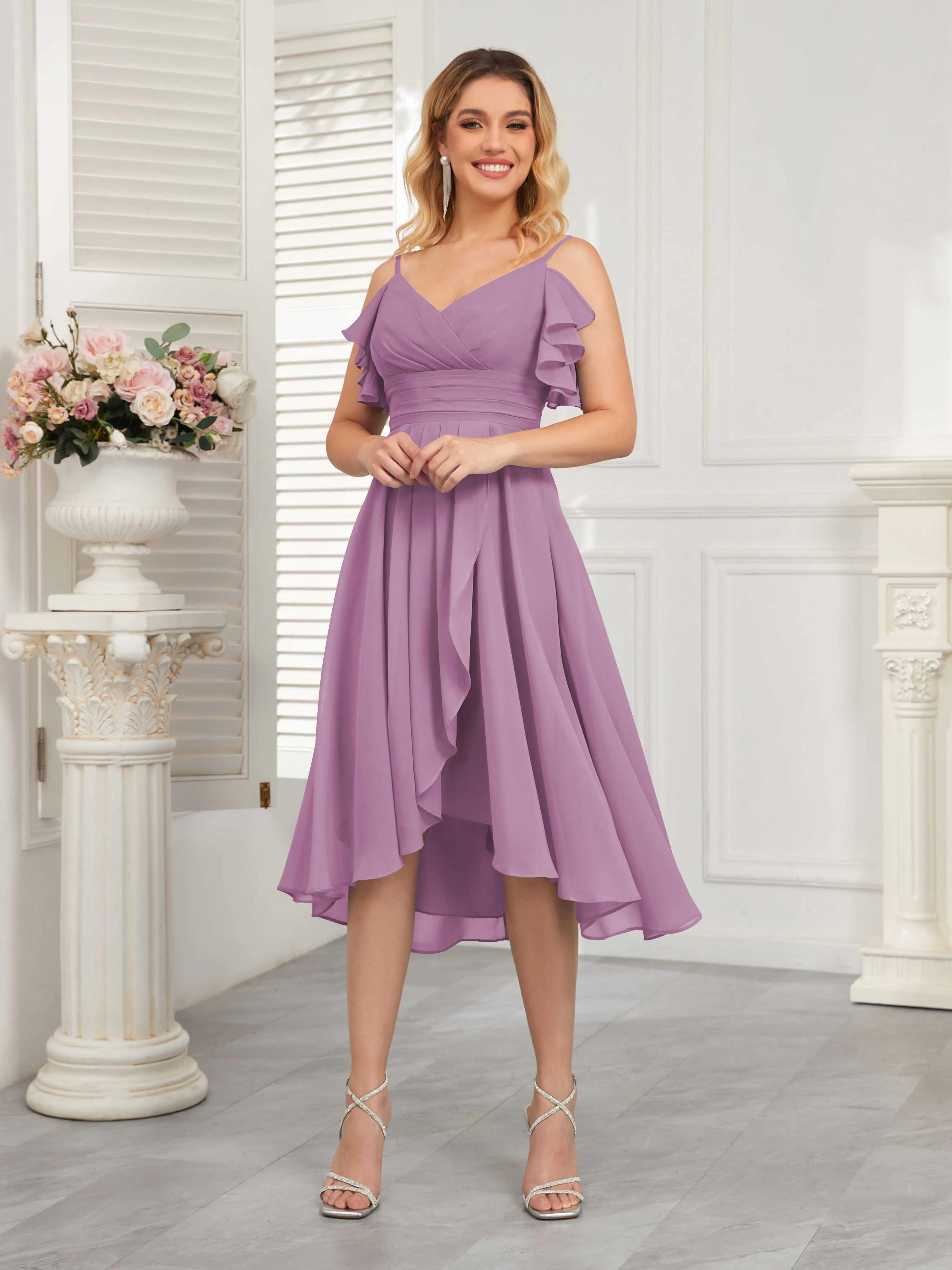 Brynn Trendy Ruffles Ruched Short Chiffon Bridesmaid Dresses