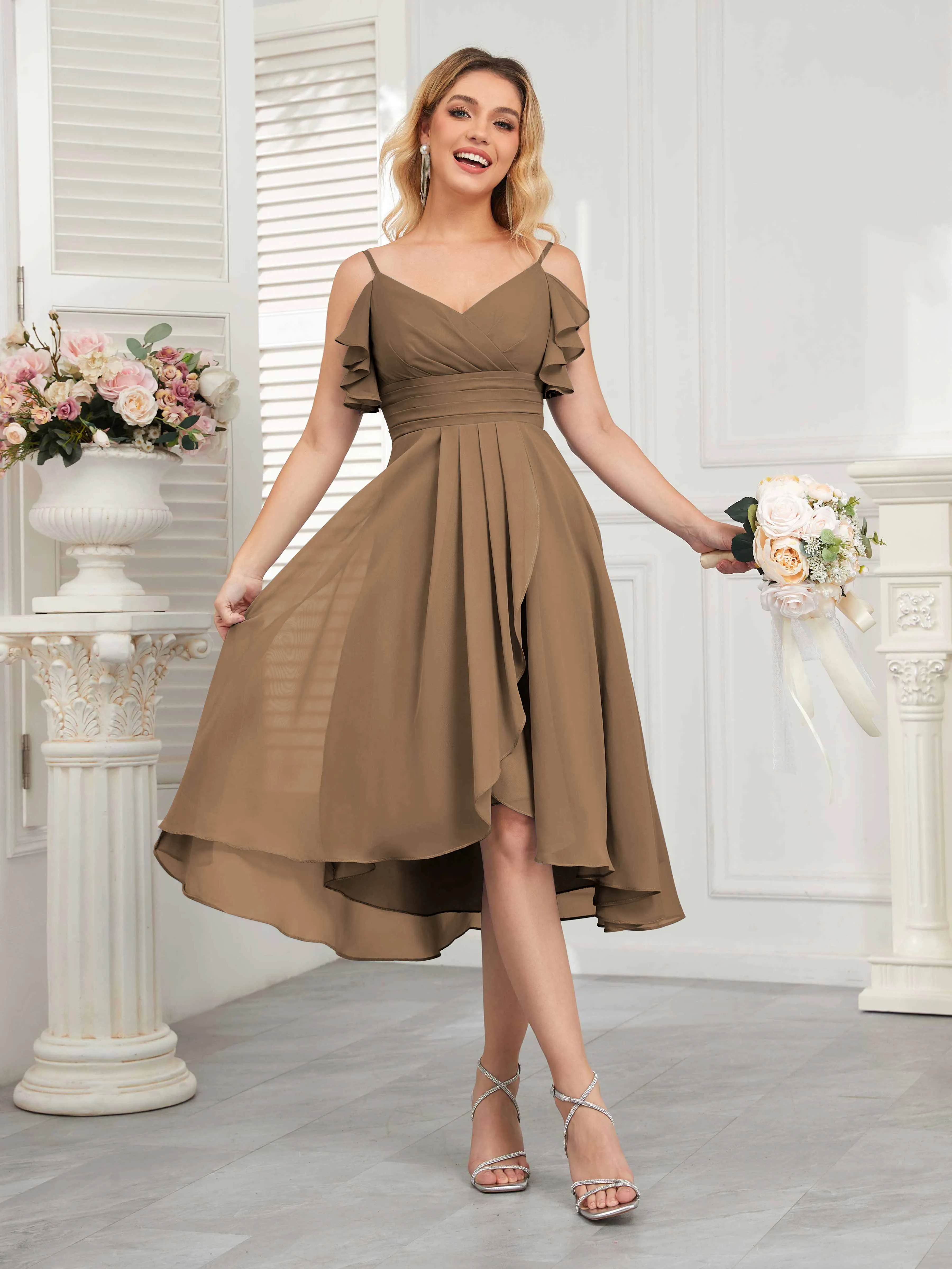 Brynn Trendy Ruffles Ruched Short Chiffon Bridesmaid Dresses