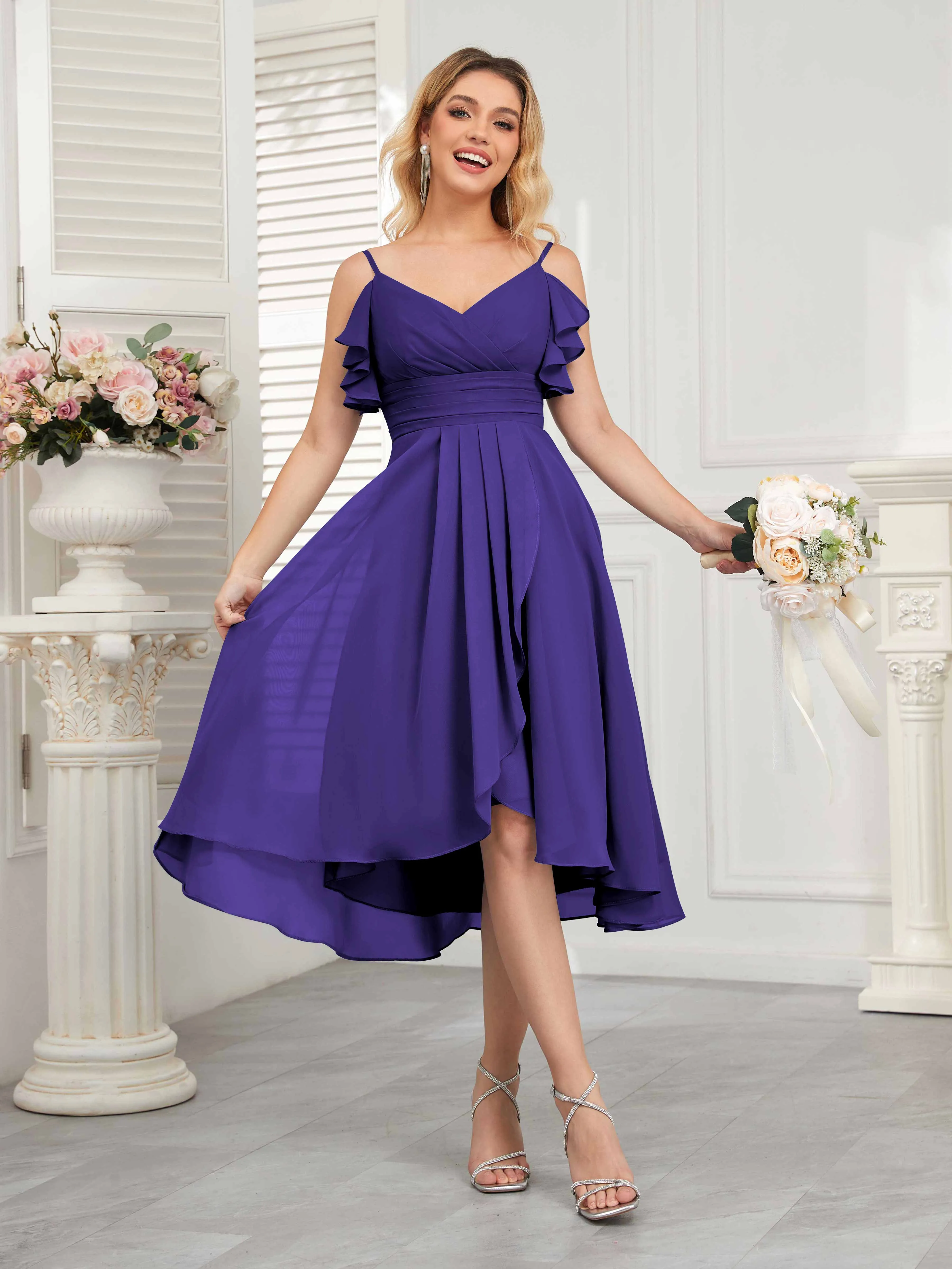 Brynn Trendy Ruffles Ruched Short Chiffon Bridesmaid Dresses