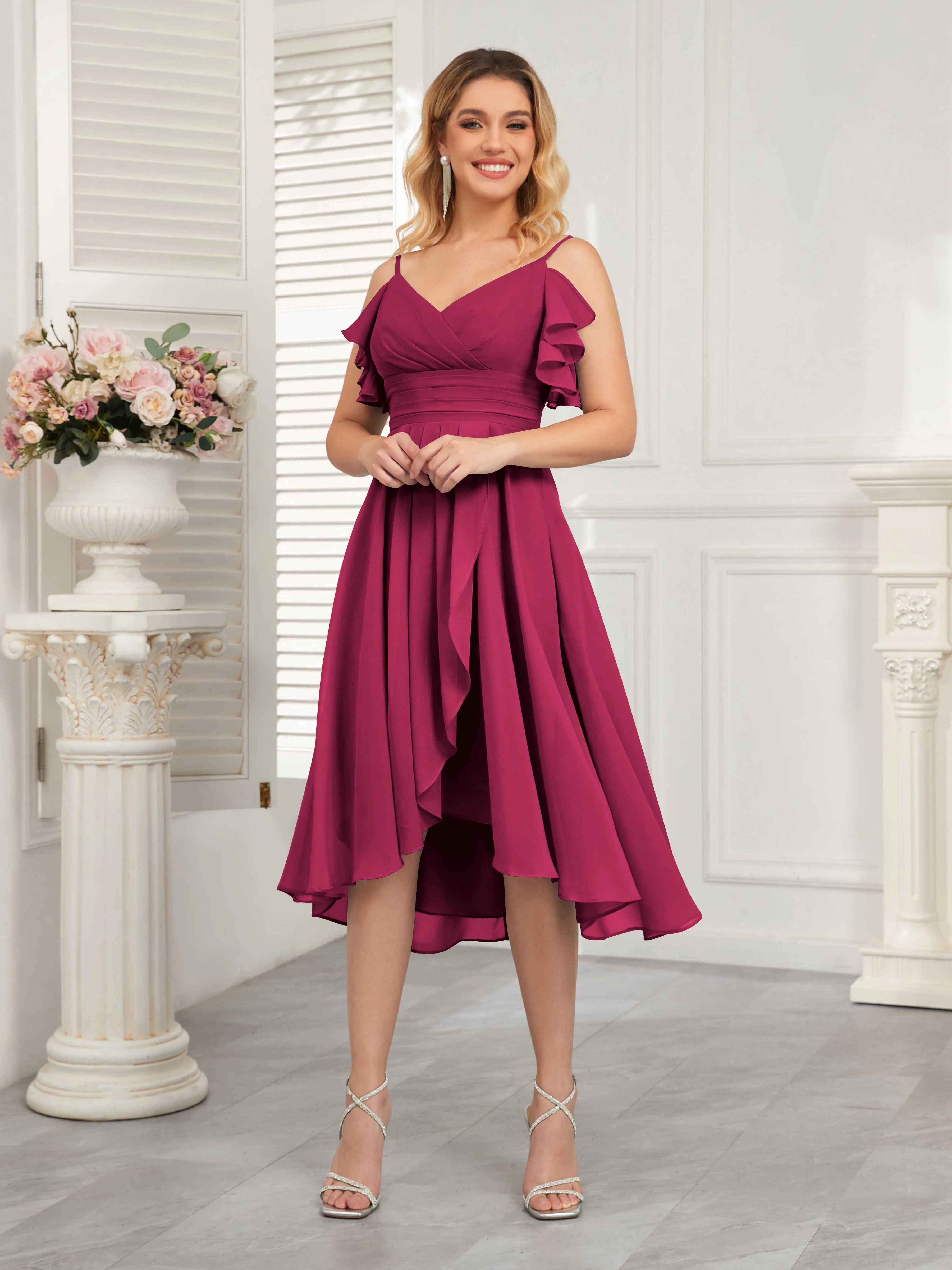 Brynn Trendy Ruffles Ruched Short Chiffon Bridesmaid Dresses