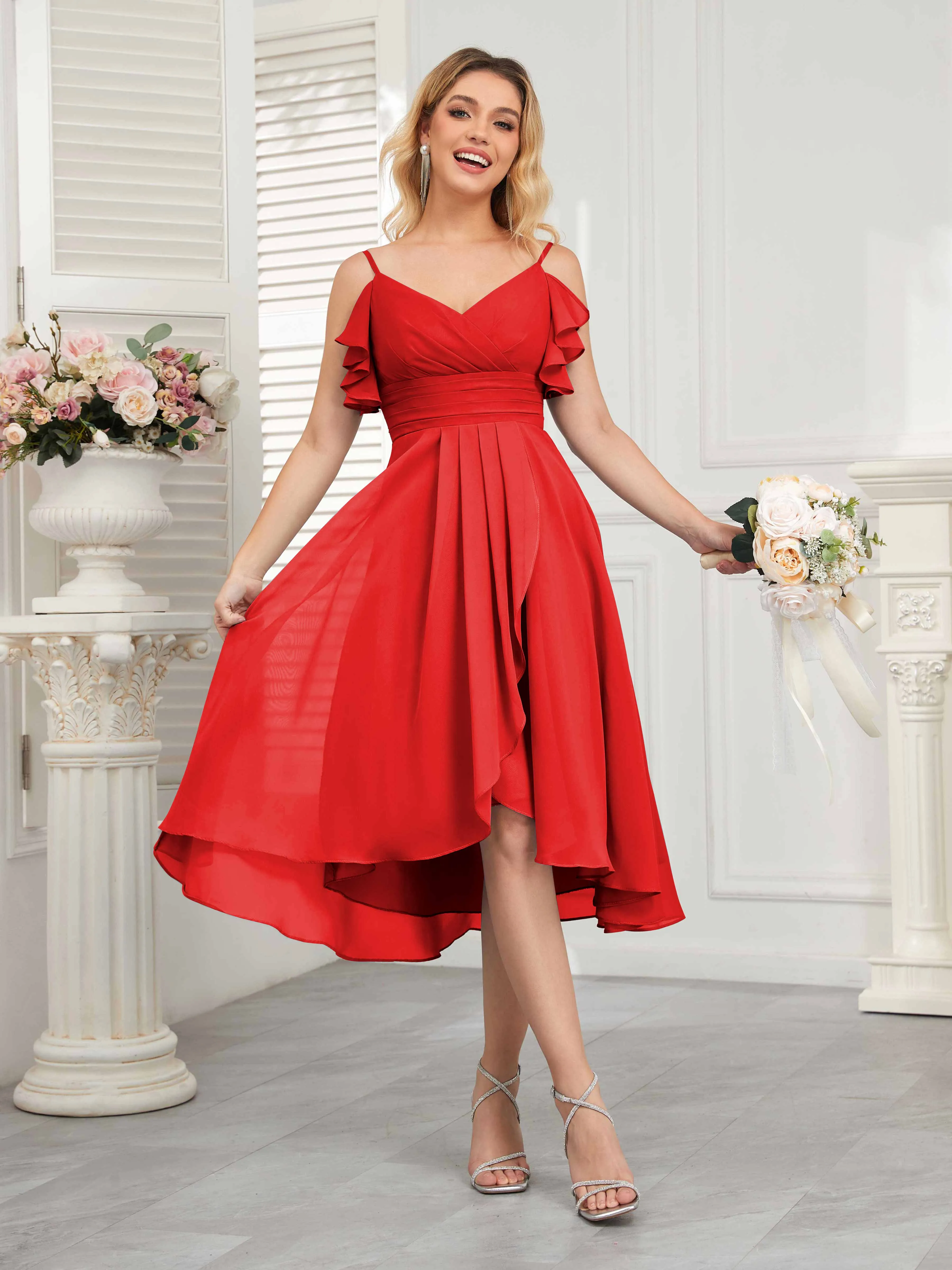 Brynn Trendy Ruffles Ruched Short Chiffon Bridesmaid Dresses