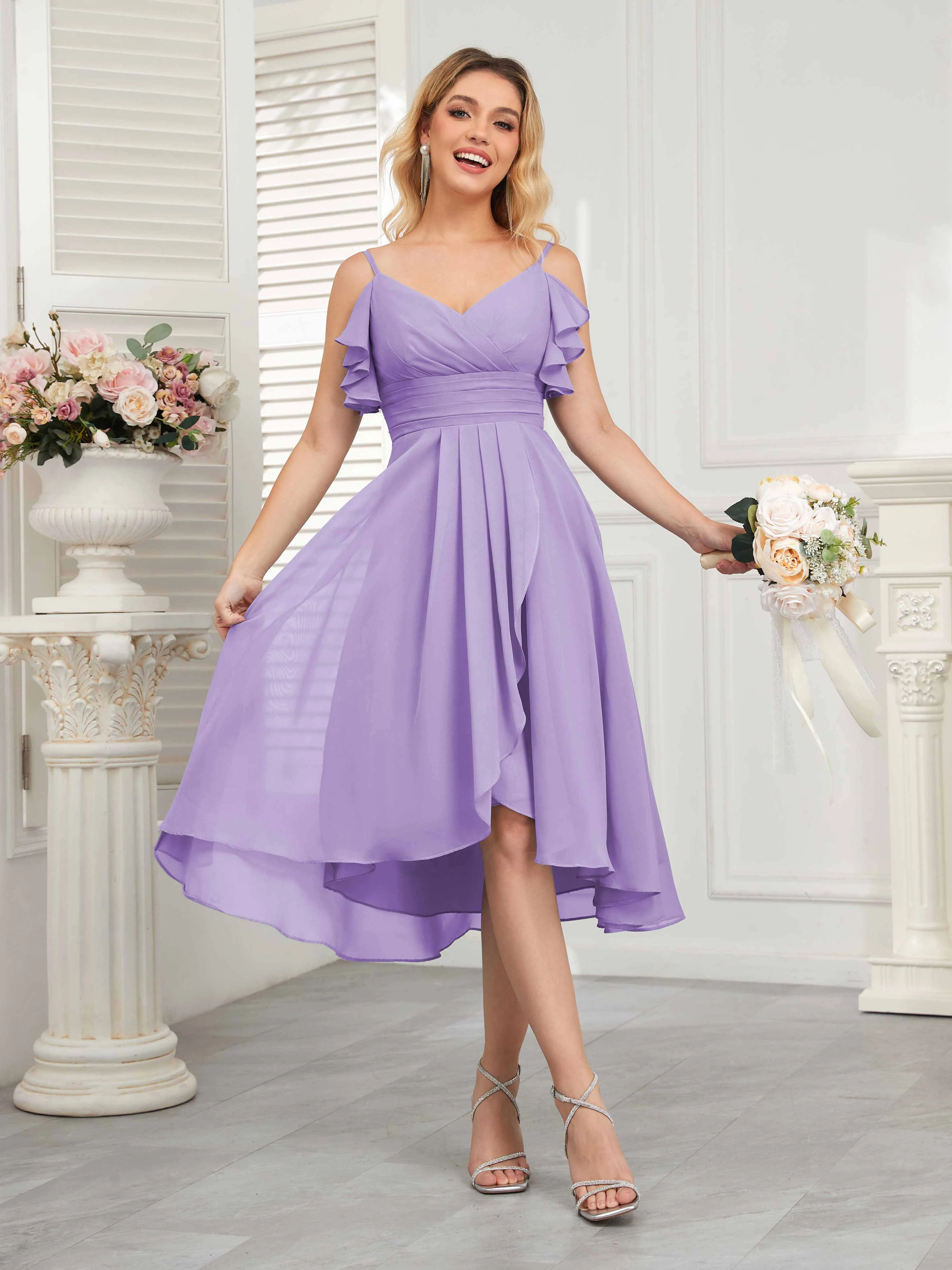 Brynn Trendy Ruffles Ruched Short Chiffon Bridesmaid Dresses