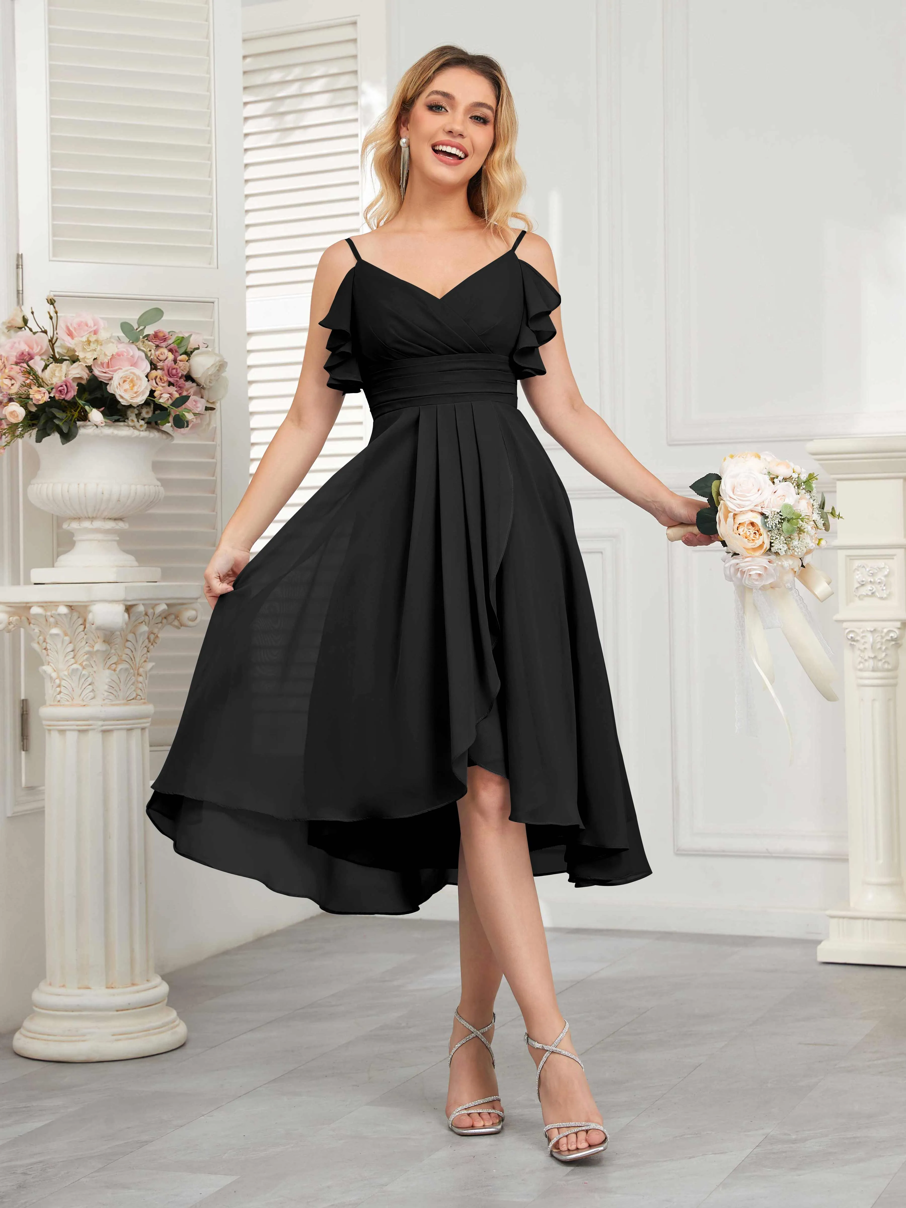 Brynn Trendy Ruffles Ruched Short Chiffon Bridesmaid Dresses