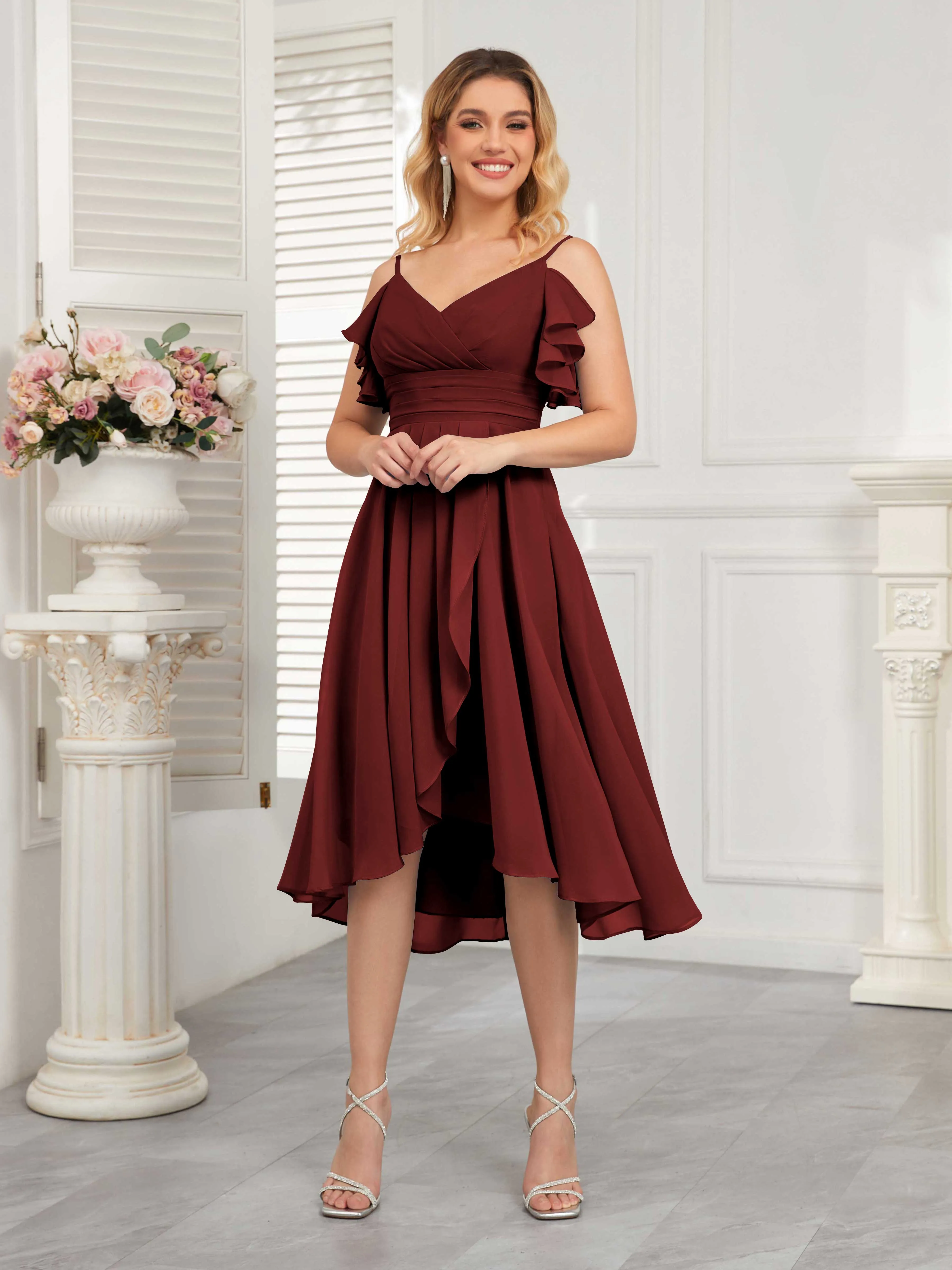 Brynn Trendy Ruffles Ruched Short Chiffon Bridesmaid Dresses