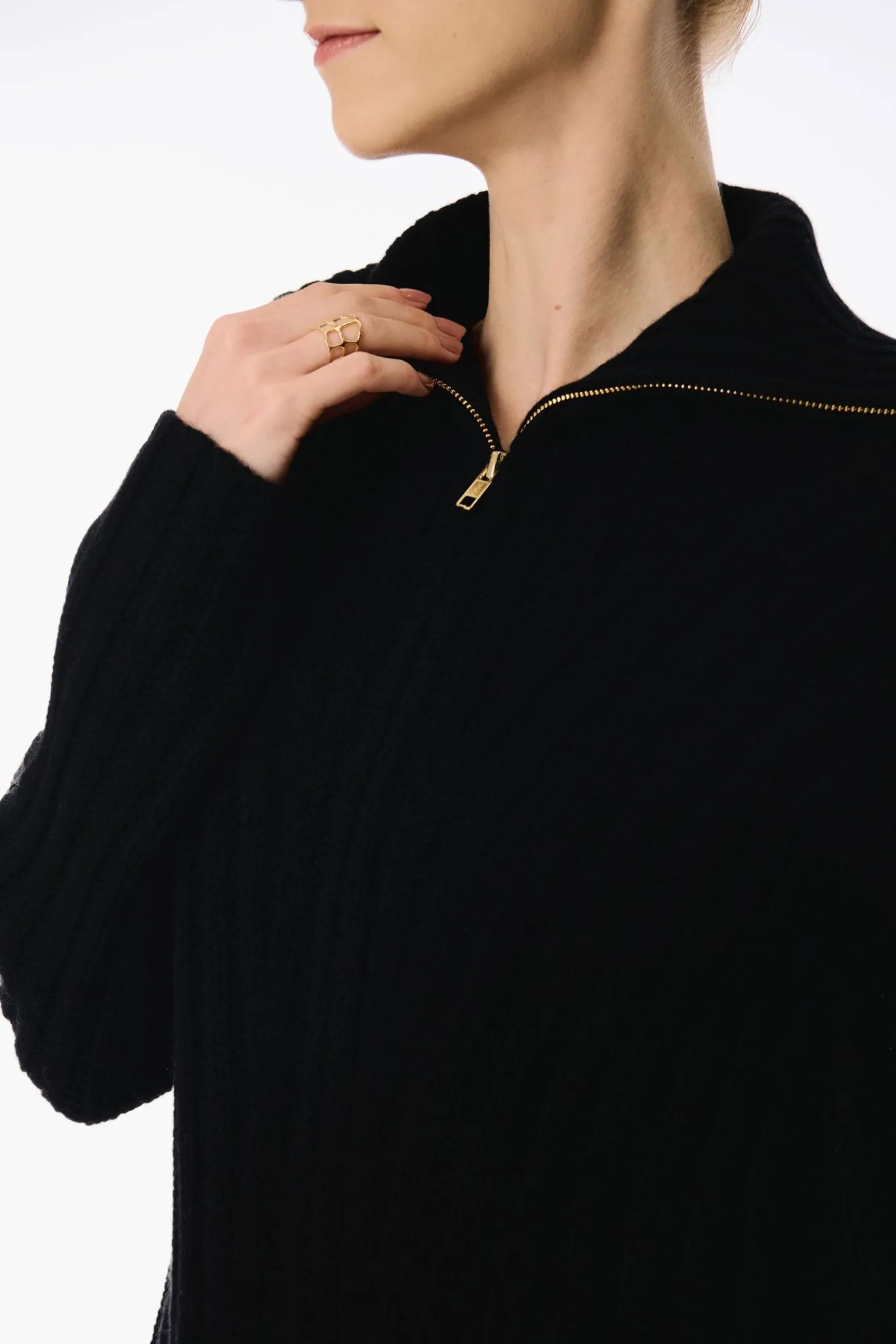 CATHY wool zip jacket (Black)