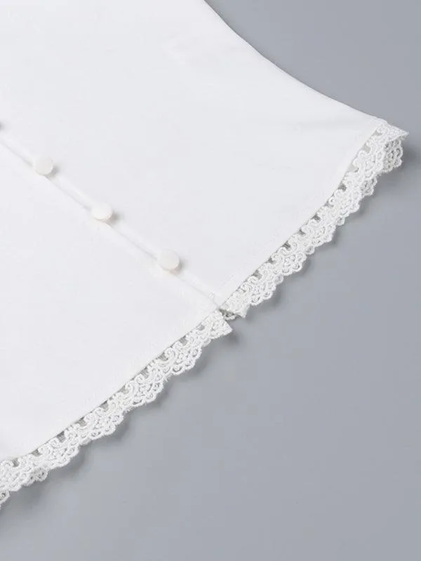 Elegant Lace Square Neck Button Vest - Women's Trendy Summer Blouse