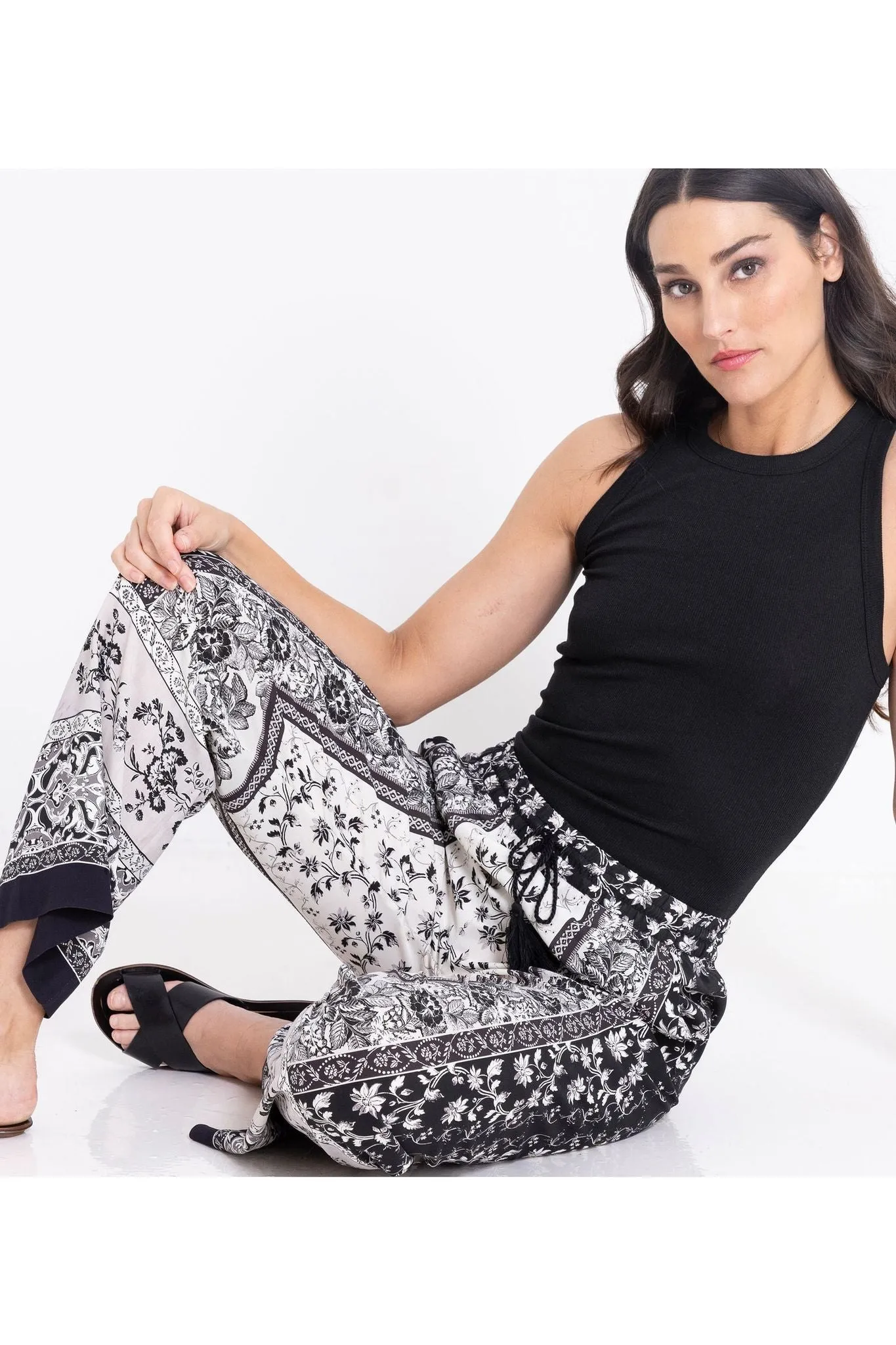 go by Go Silk Go Wide Angle Pants P385-VSCA | Vintage Scarf