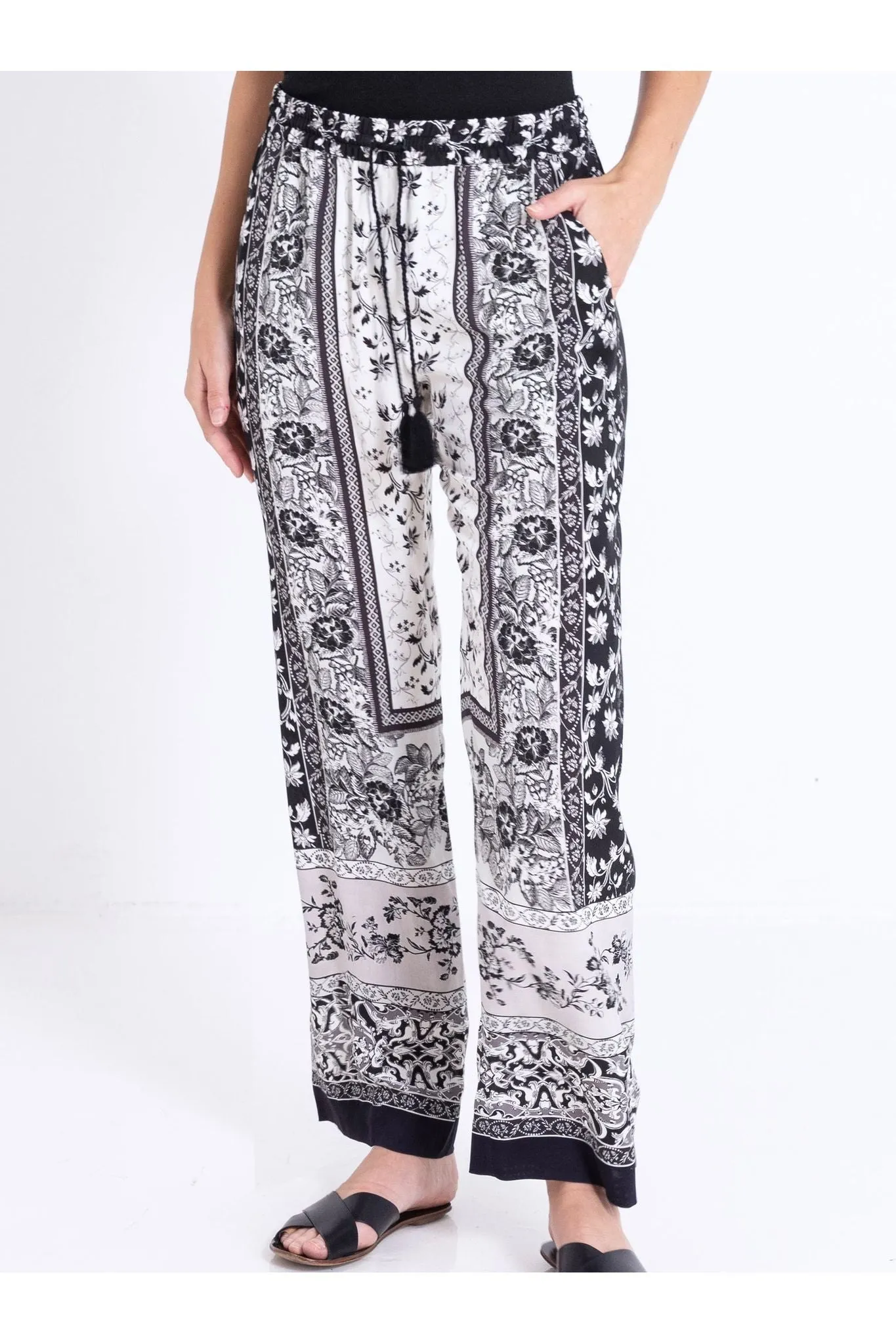 go by Go Silk Go Wide Angle Pants P385-VSCA | Vintage Scarf