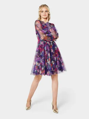 GWD Margot Mesh Floral Print Knee Length Dress