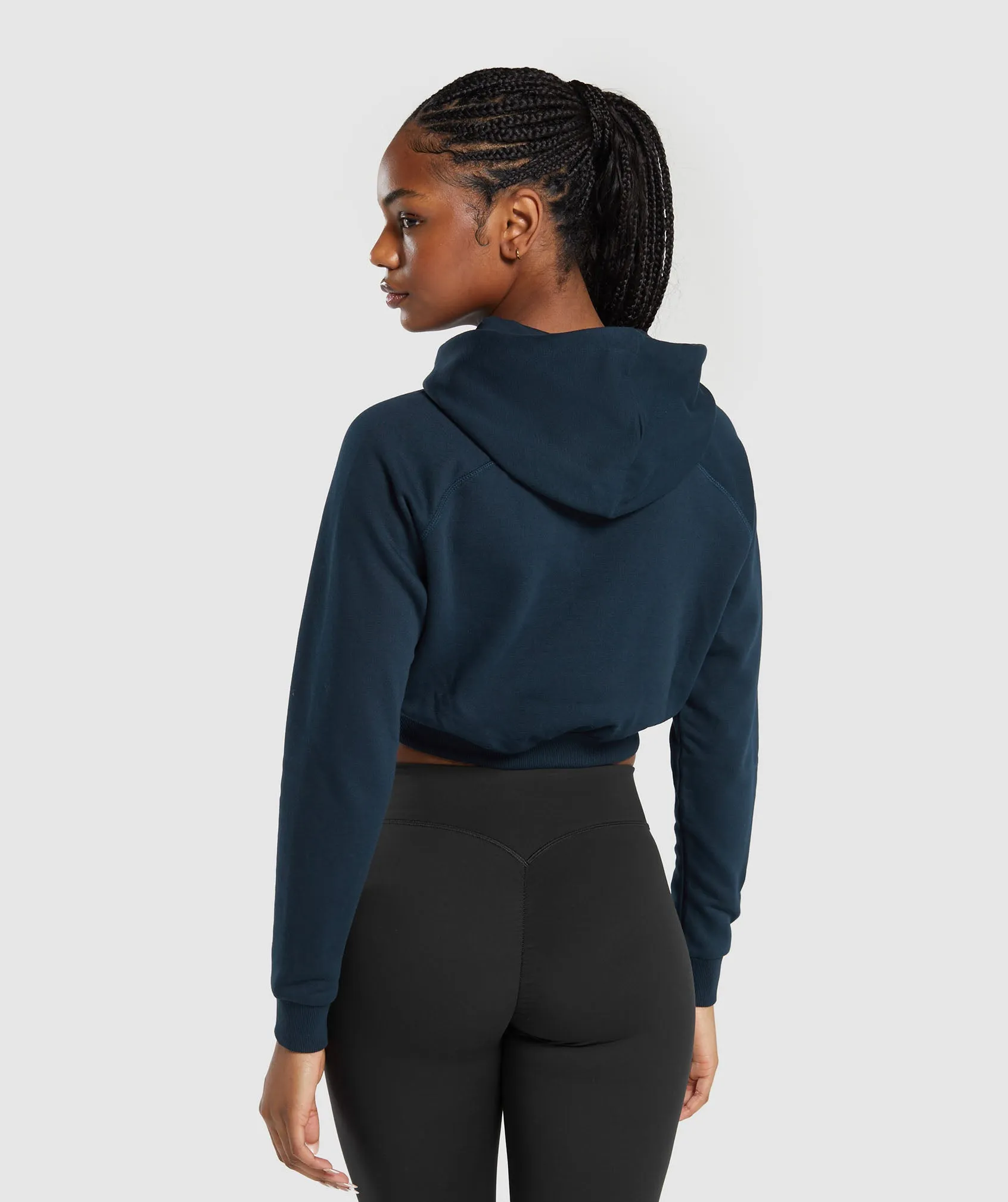 Gymshark Training Fleece Cropped Hoodie - Navy