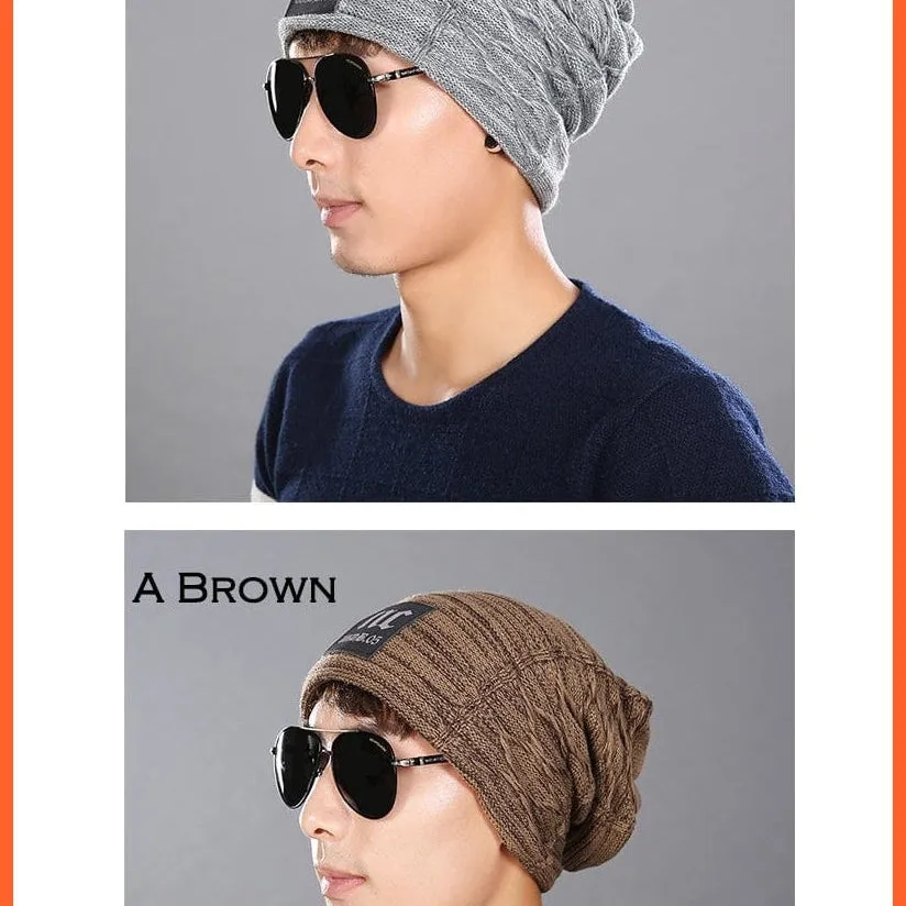 Mens Beanie Caps Winter Hats | Knitted Beanies Hat Stripes Color Skullies Beanie Caps