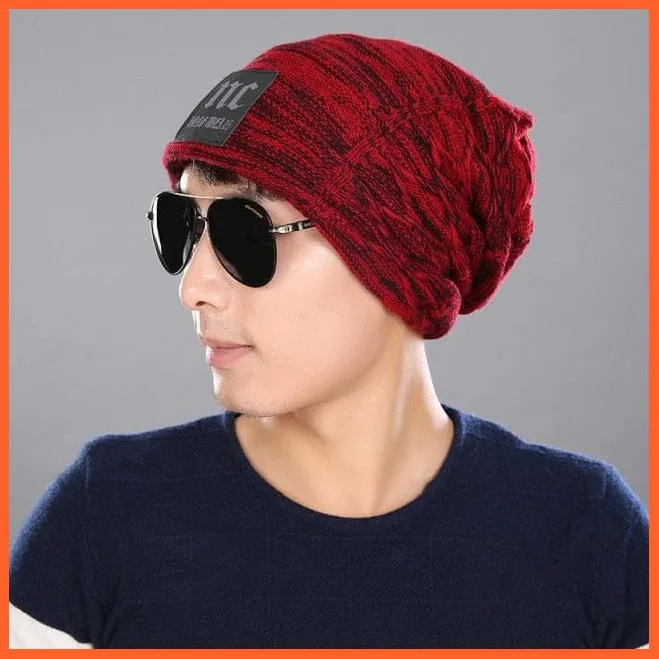 Mens Beanie Caps Winter Hats | Knitted Beanies Hat Stripes Color Skullies Beanie Caps