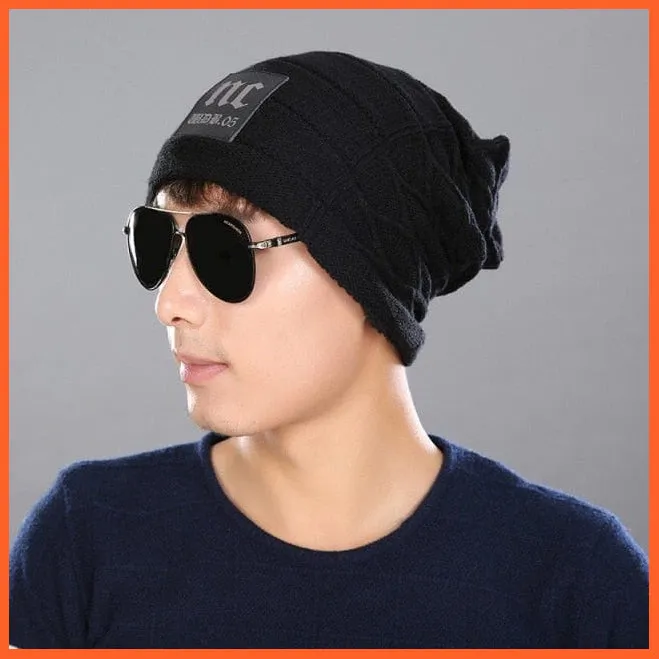 Mens Beanie Caps Winter Hats | Knitted Beanies Hat Stripes Color Skullies Beanie Caps