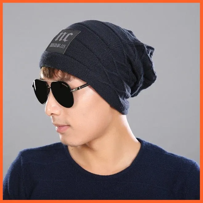 Mens Beanie Caps Winter Hats | Knitted Beanies Hat Stripes Color Skullies Beanie Caps