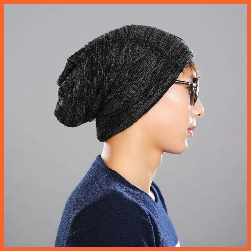 Mens Beanie Caps Winter Hats | Knitted Beanies Hat Stripes Color Skullies Beanie Caps