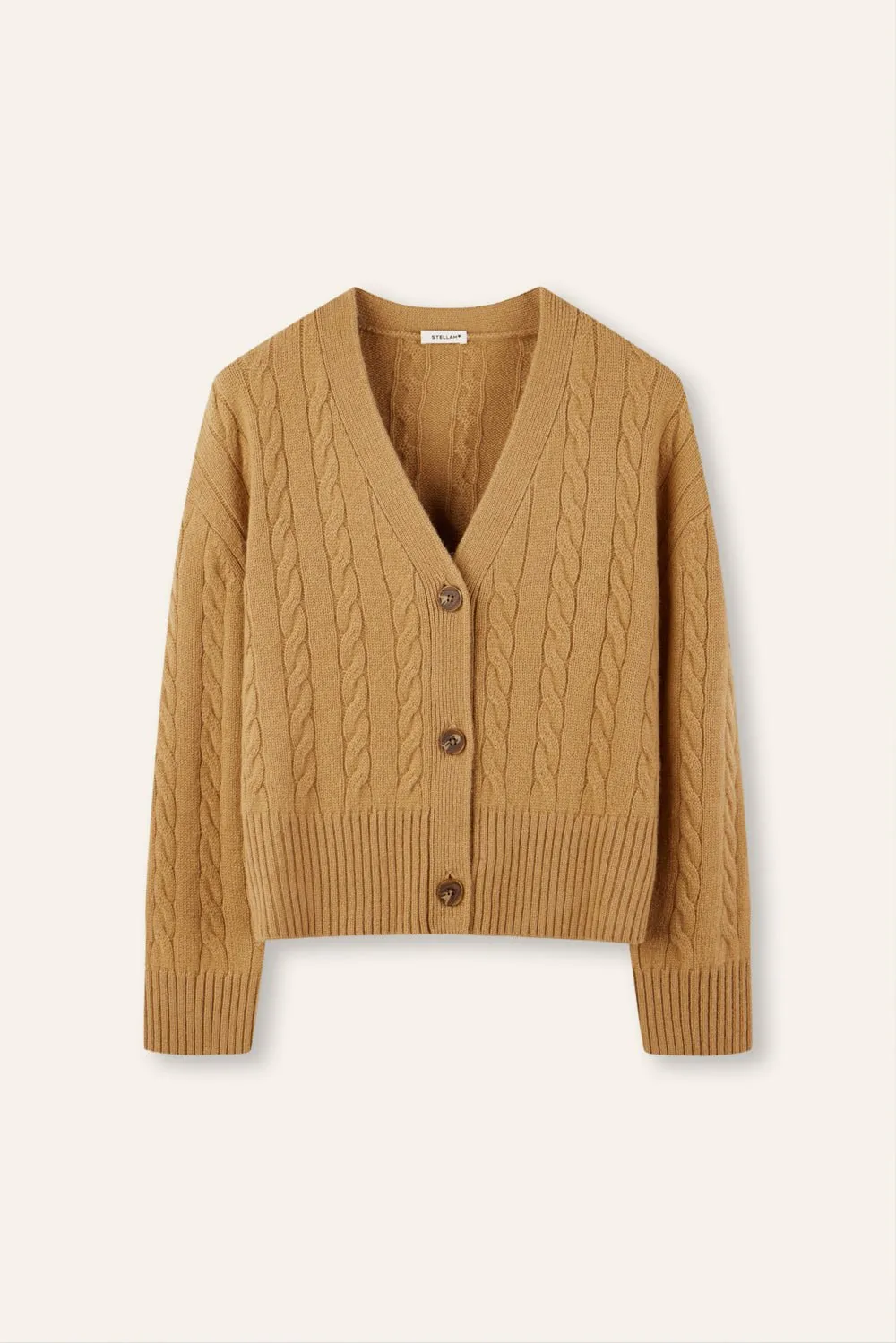 MONET oversized cashmere-blend cable-knit cardigan (Sand)