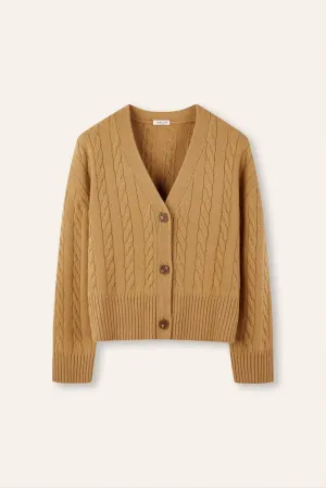 MONET oversized cashmere-blend cable-knit cardigan (Sand)