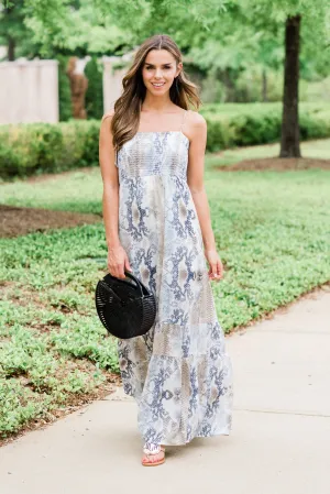 Never Underestimated Maxi Dress, Cream-Navy