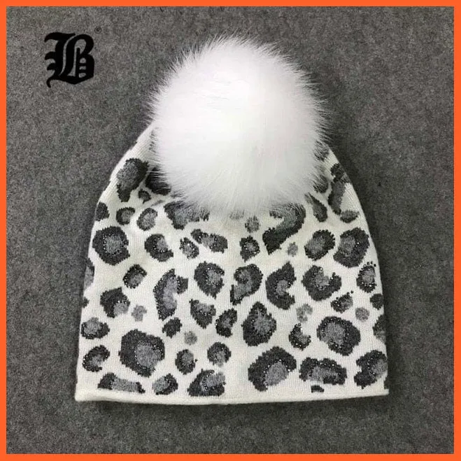 Raccoon Wool Real Fox Fur Pom Poms Hat Female | Women Warm Knitted Casual High Quality Vogue Winter Hats Skullies Beanies