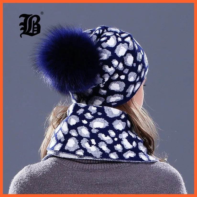 Raccoon Wool Real Fox Fur Pom Poms Hat Female | Women Warm Knitted Casual High Quality Vogue Winter Hats Skullies Beanies