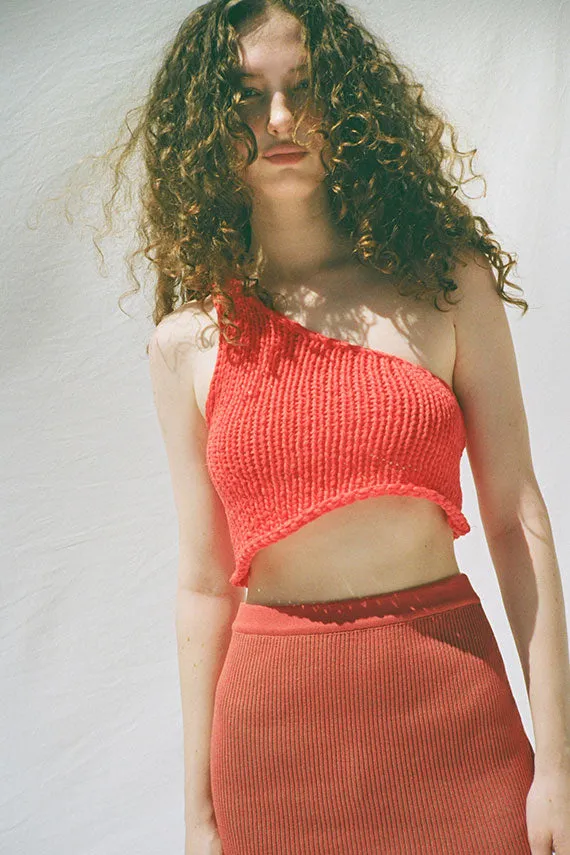 Red Moneo One Shoulder Top