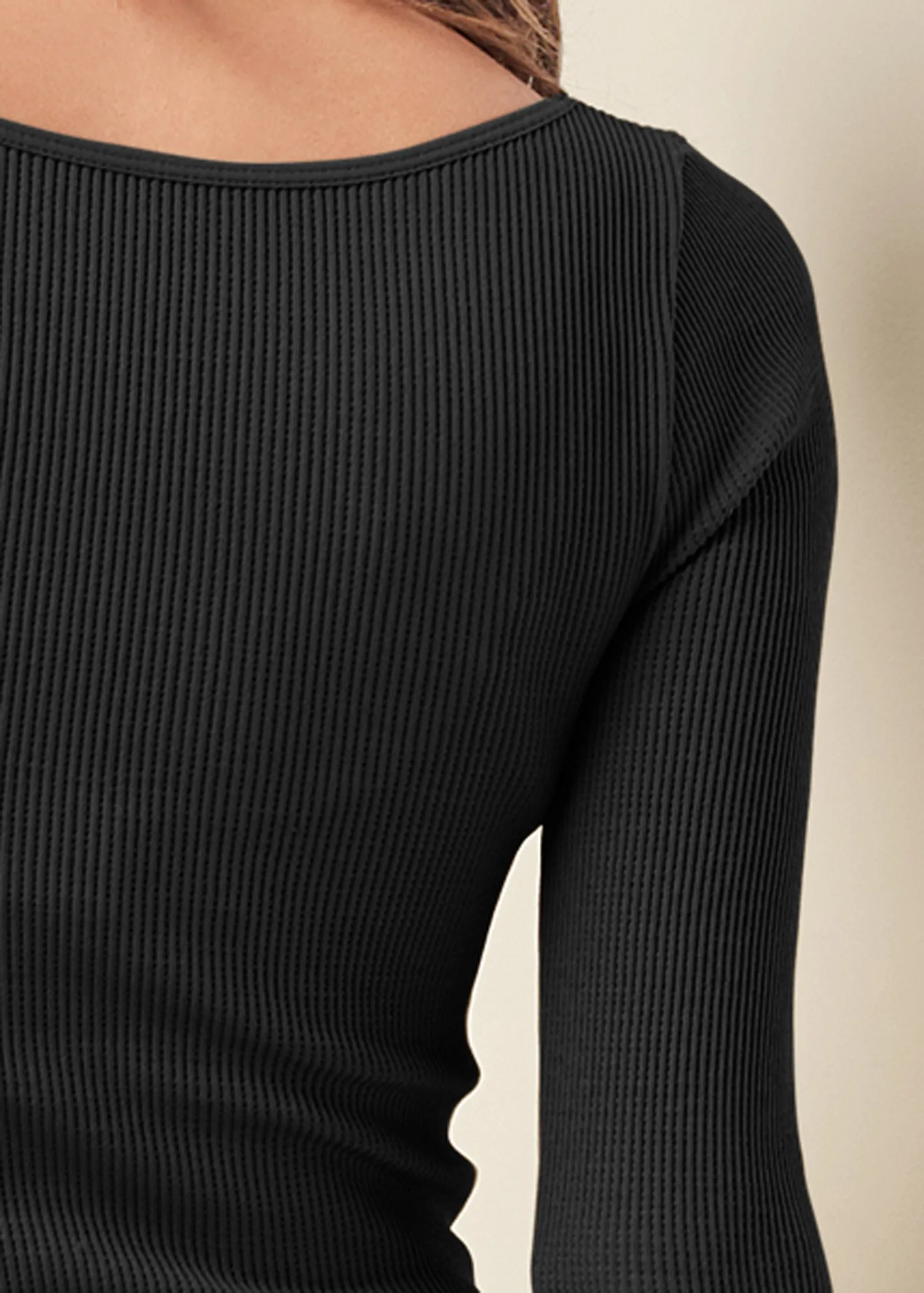 Ribbed Smoothing Top  - Black