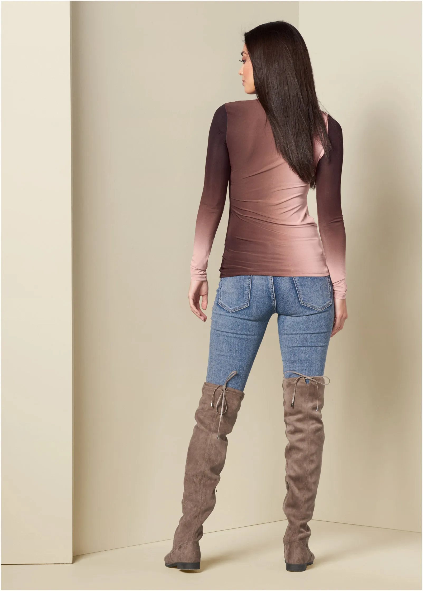 Ruched Ombre Top - Pink Multi