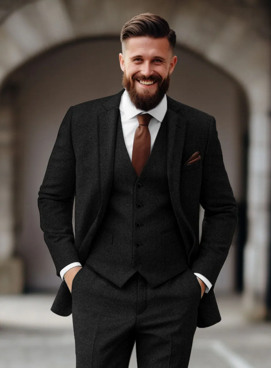 Sartori Allegra Black Herringbone Soft Tweed Jacket