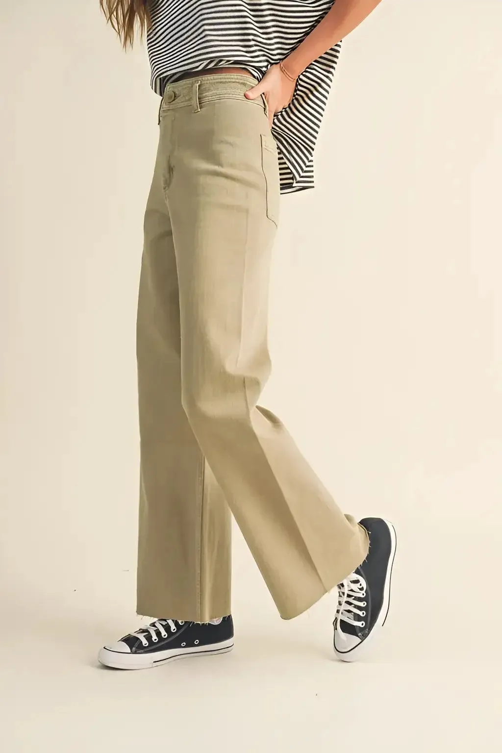 STRAIGHT WIDE LEG DENIM PANTS