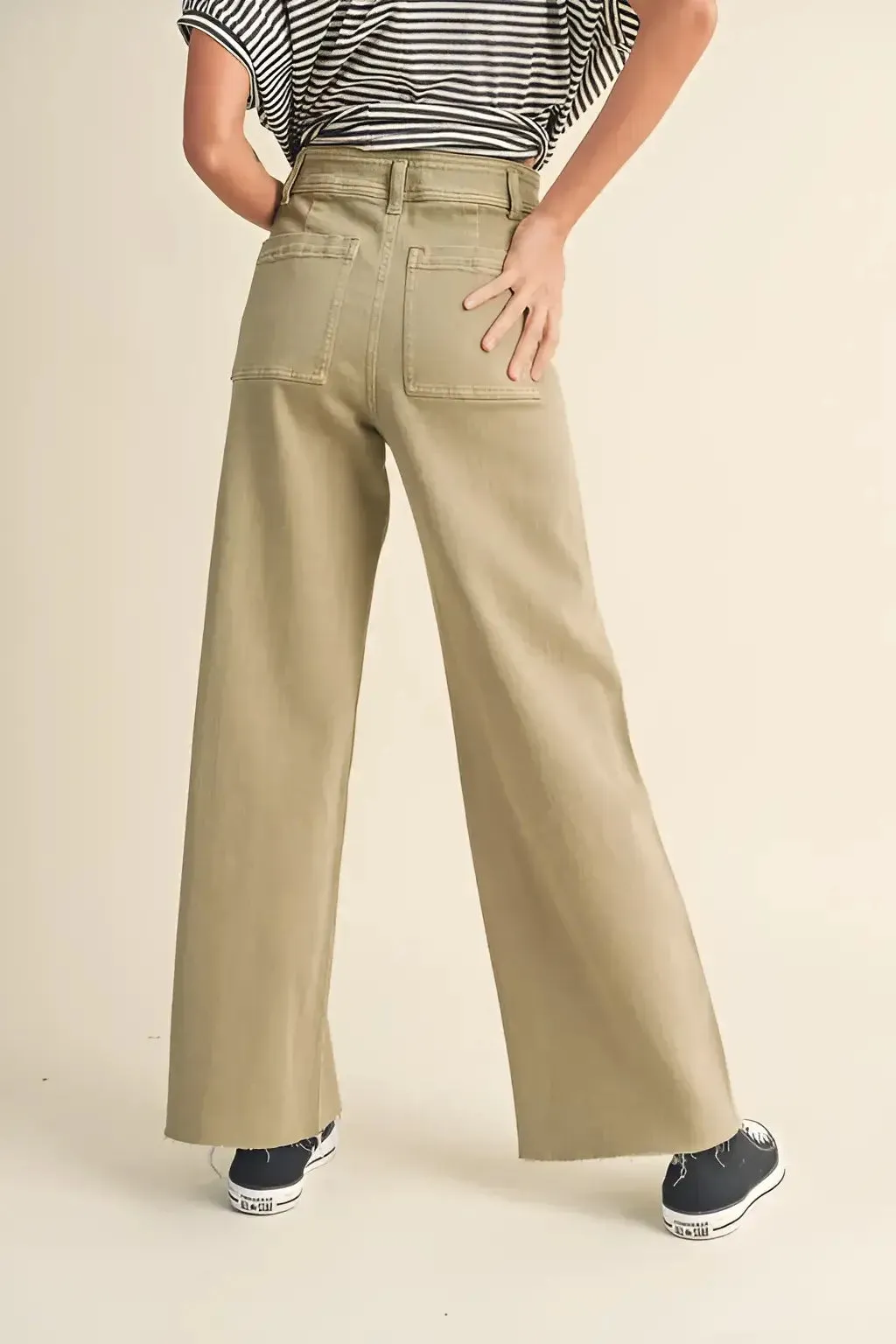 STRAIGHT WIDE LEG DENIM PANTS