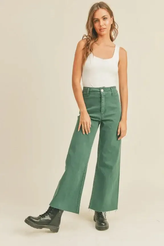 STRAIGHT WIDE LEG DENIM PANTS