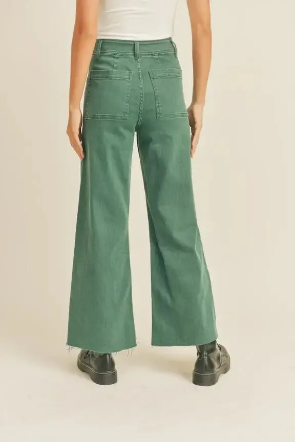 STRAIGHT WIDE LEG DENIM PANTS