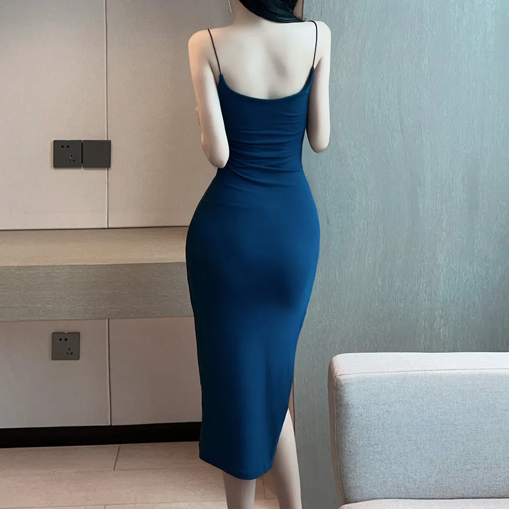 Strapless Open Back Slit Sexy Long Cami Sundresses