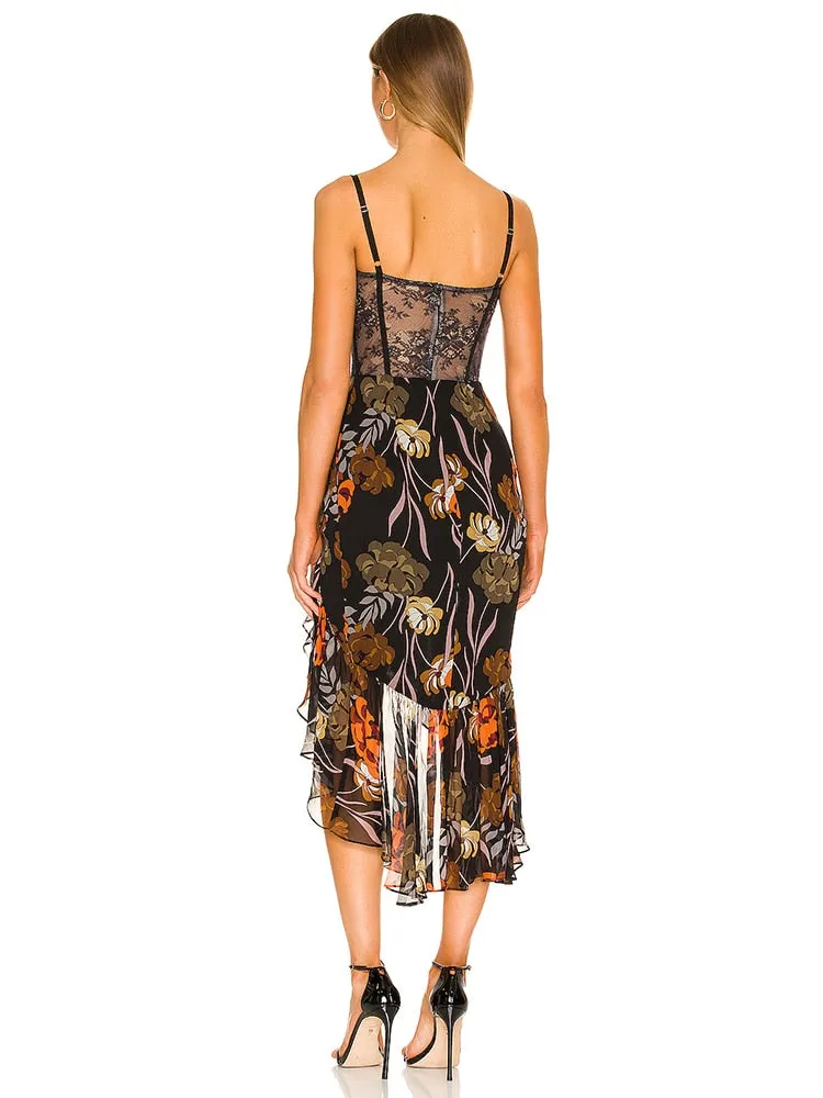 Summer Elegant Sleeveless Trendy Print Asymmetrical Hem Dress