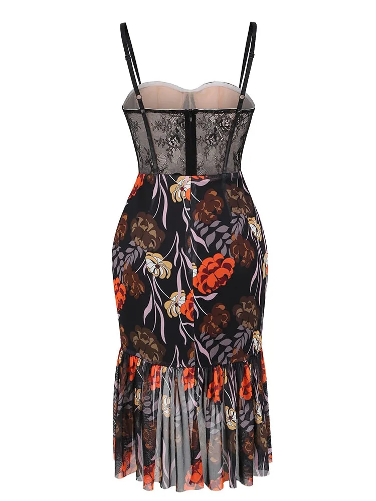 Summer Elegant Sleeveless Trendy Print Asymmetrical Hem Dress