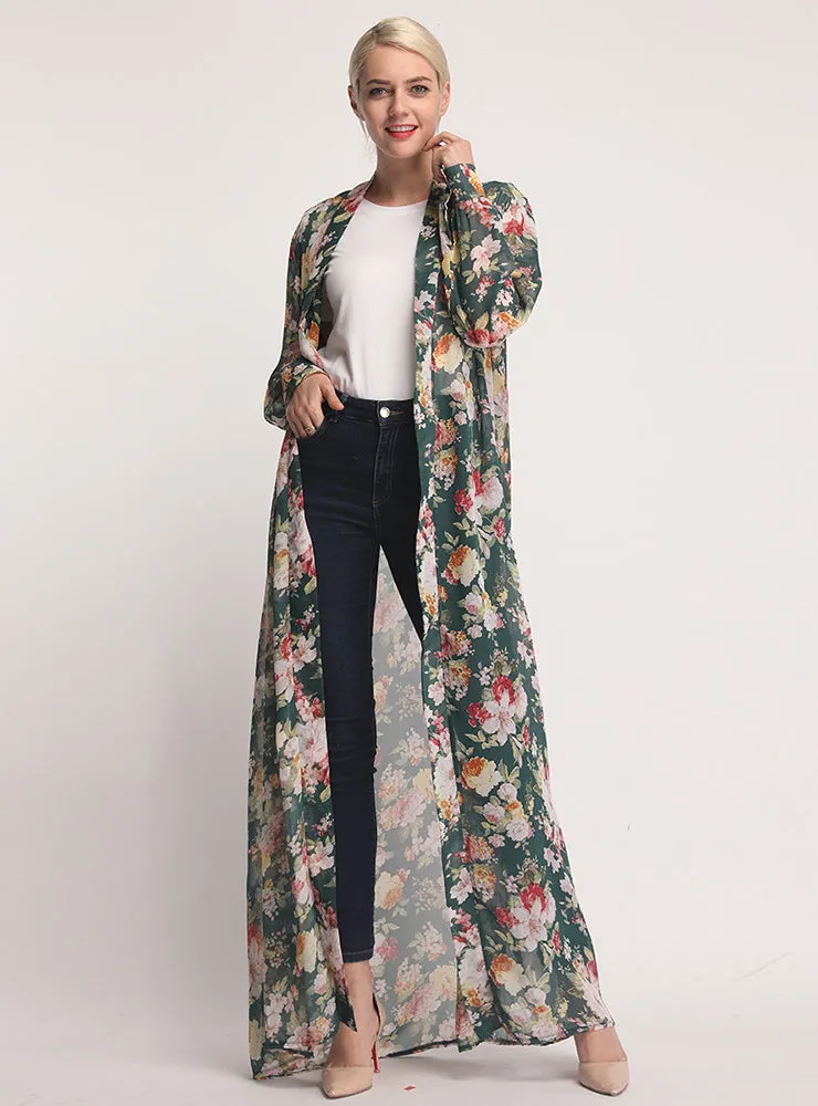 TastyHottie - Trendy Plunging Neck Floral Print Belted Dress