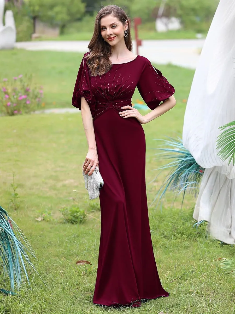 Trendy Round Neck Floor Length Evening Dress for Women