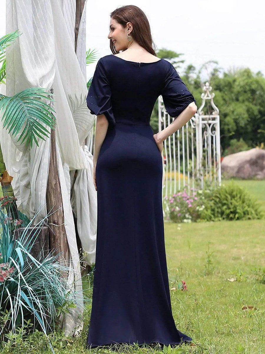 Trendy Round Neck Floor Length Evening Dress for Women