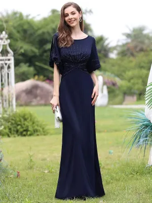 Trendy Round Neck Floor Length Evening Dress for Women