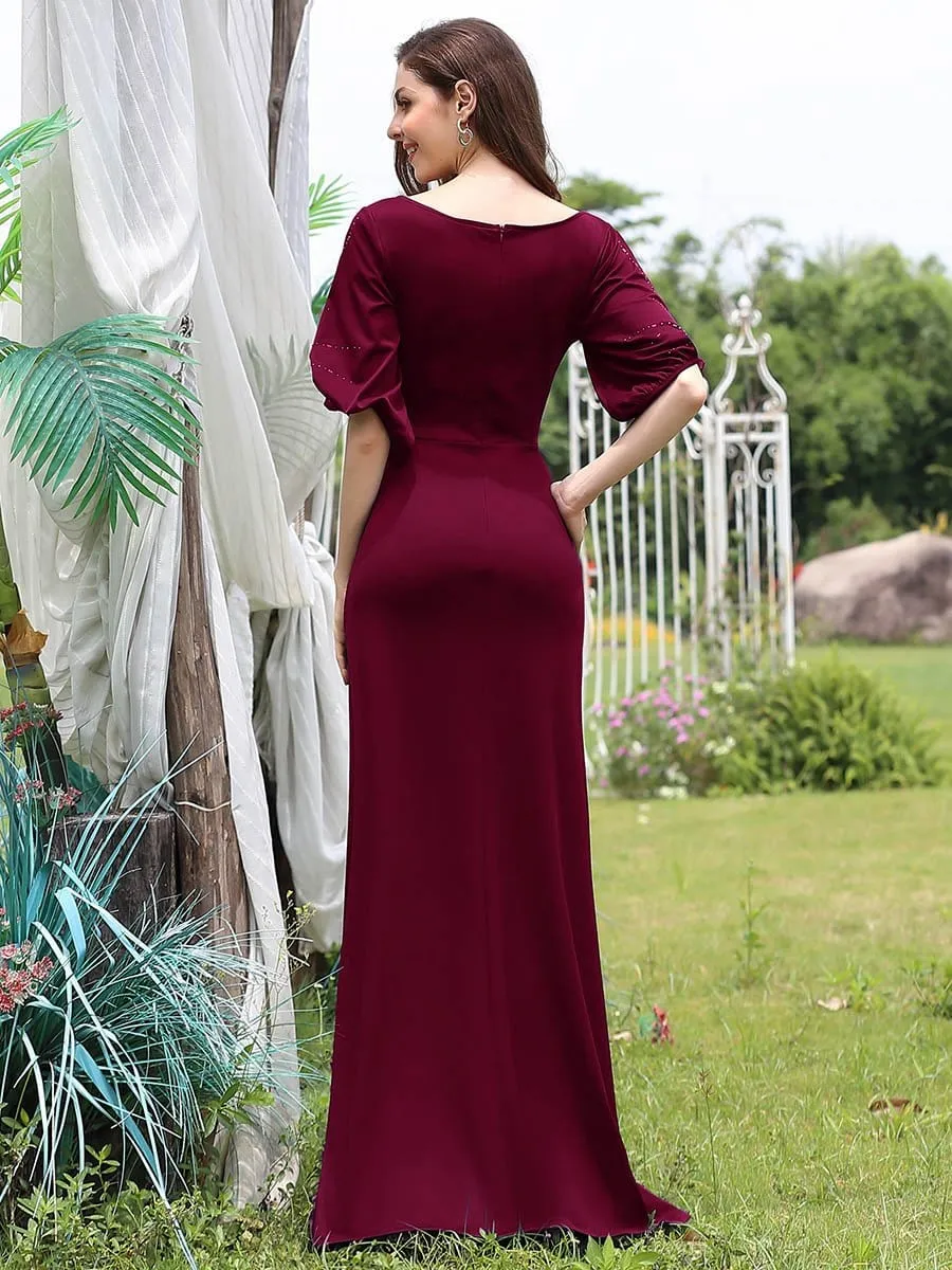 Trendy Round Neck Floor Length Evening Dress for Women