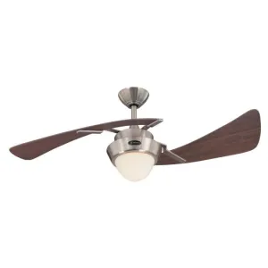 Westinghouse 7214100 48 Inch Brushed Nickel Finish Weathered Maple Blades Includes Light Fixture with Opal Frosted Glass