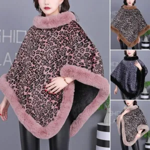 Women's Trendy Leopard Print Warm Cape Jacket